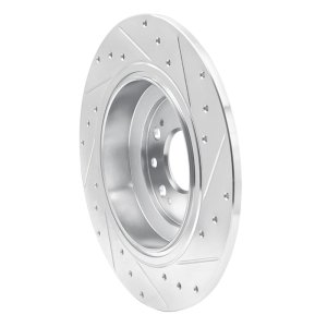 Acura TL Brake Rotor (1) - Rear Left - R1 Concepts - Drilled & Slotted - Silver - `09-`14
